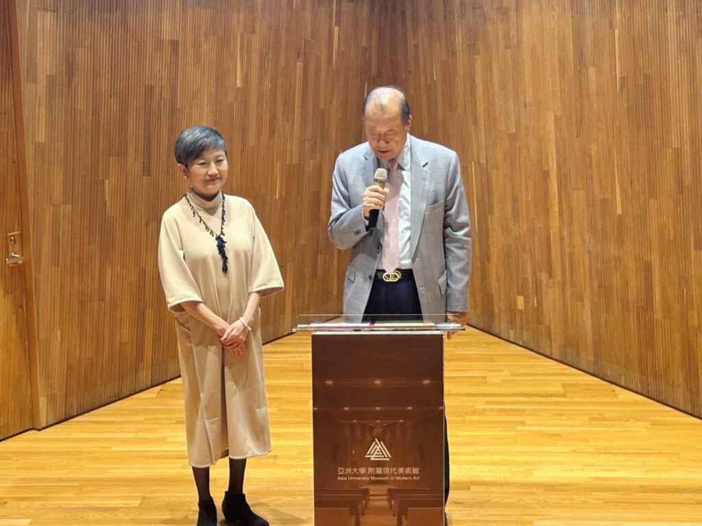 ▲「中亞聯大」董事長蔡長海表示，希望借助李玉玲館長的專才，讓「中亞聯大」兩座世界大師級美術館緊密合作，帶動新的藝術動能，開拓兩校在國際藝文、醫療教育相關領域的能見度，在國際藝文界發光發亮。（記者廖妙茜拍攝）