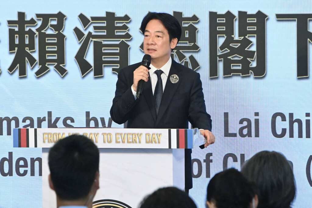 ▲總統出席「歐戰勝利80週年紀念茶會」以團結與實力守護自由民主。（記者張玉泰攝）