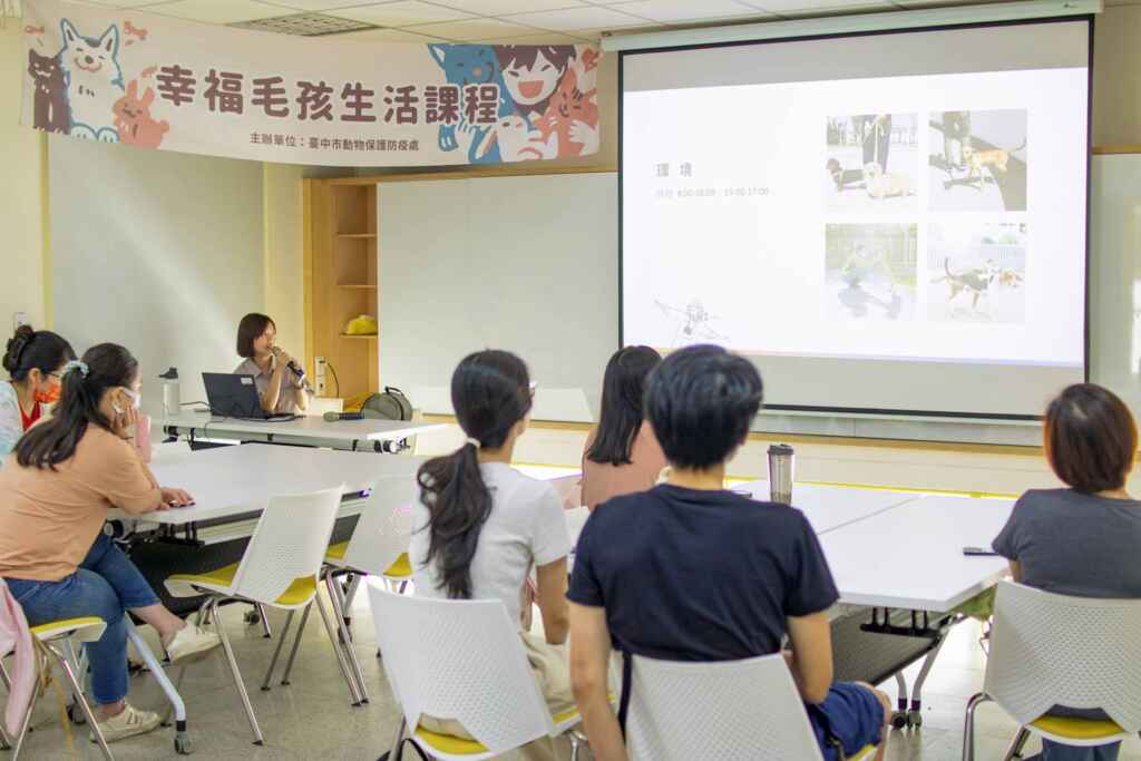 ▲學員進入動物之家實際練習拍攝毛孩。(台中市動保處提供)