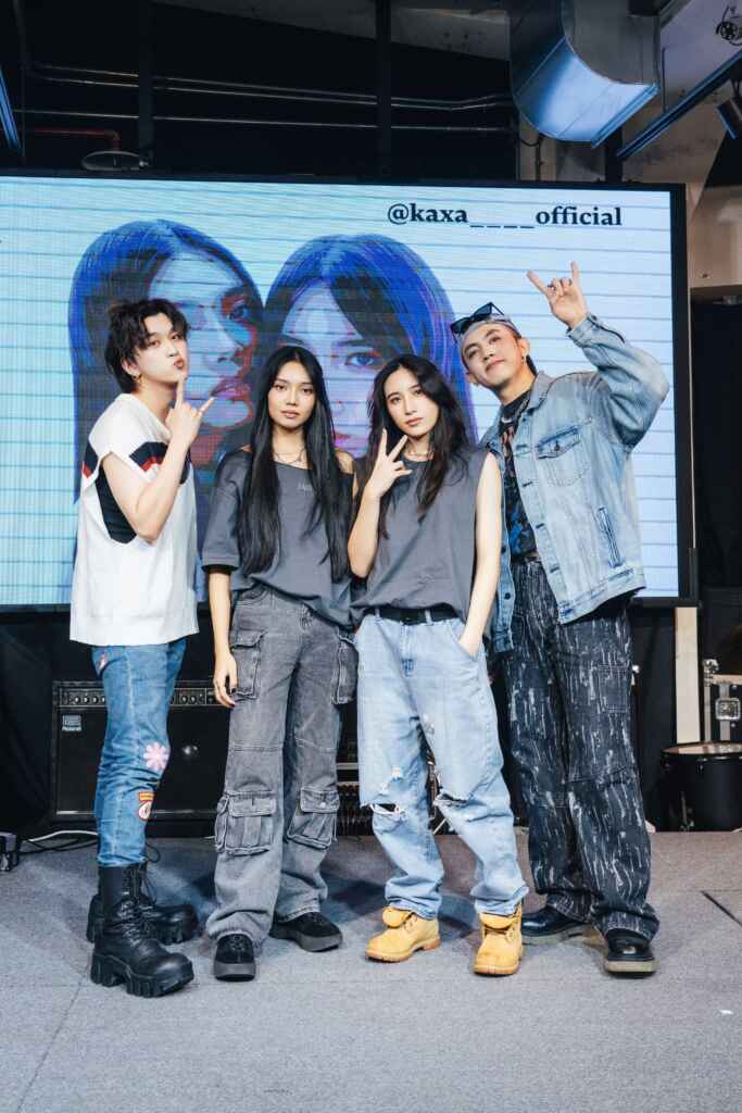 ▲(滾石唱片提供)嘉賓與KAXA合照。直式。左起吳昱廷、Lexa、Kaj、高有翔。