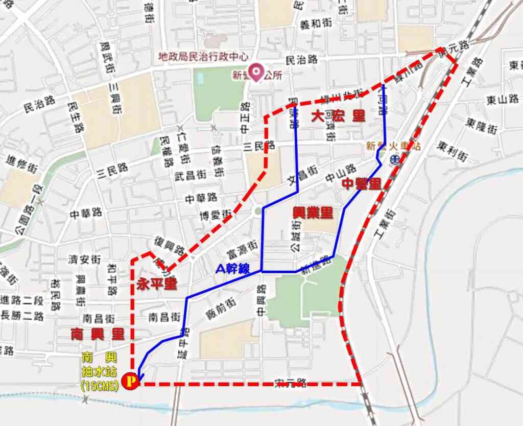 ▲新營區街道圖-南興集水區(臺南市政府提供)